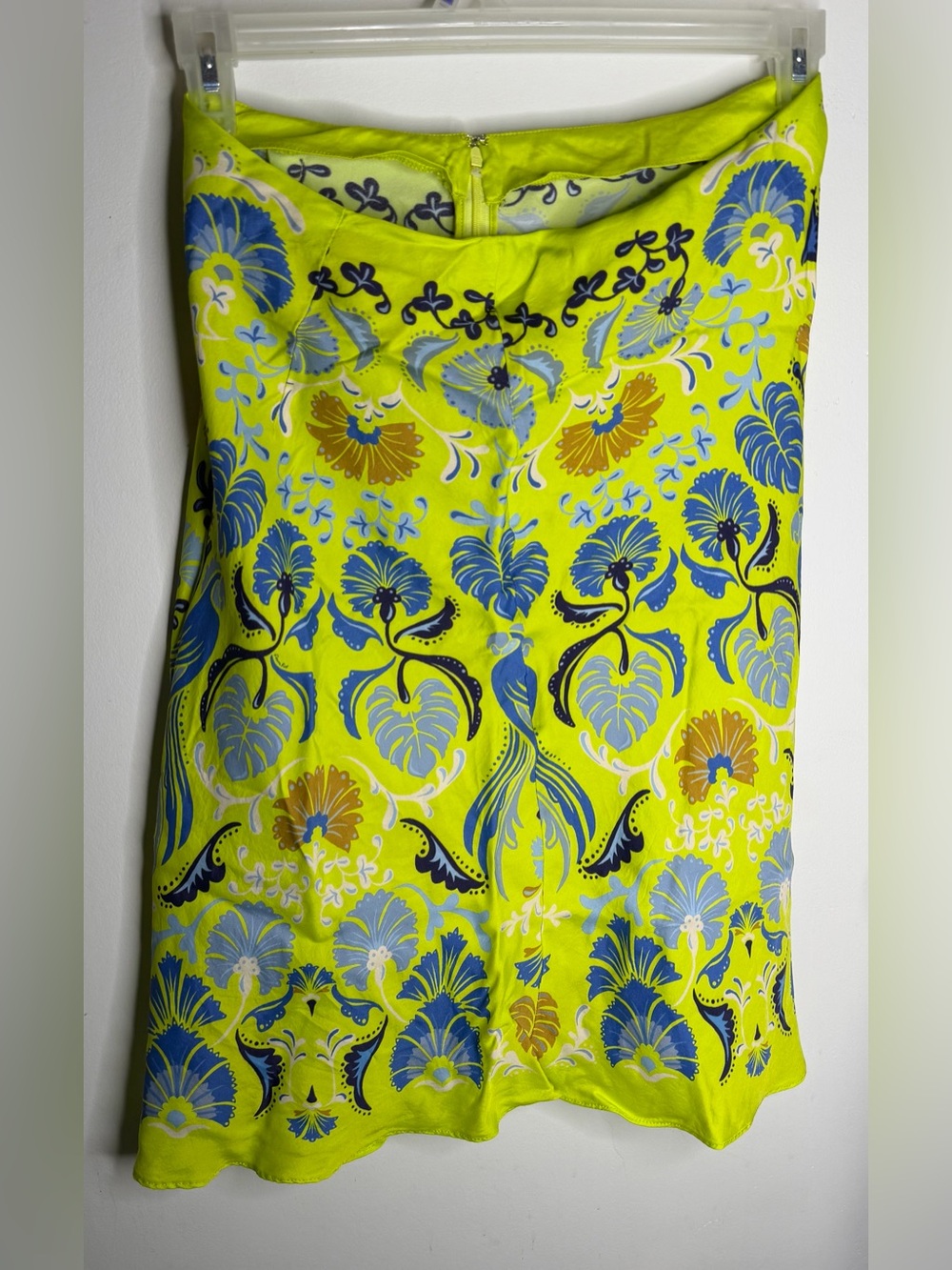 Anthropologie Farm Rio Sateen Knee Length Slip Skirt Neon Green - Picture 3 of 5